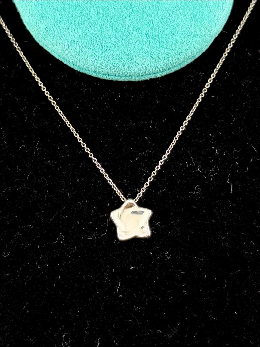 TIFFANY & CO. Elsa Peretti Sterling Silver Puffy Star Pendant Necklace w/ COA